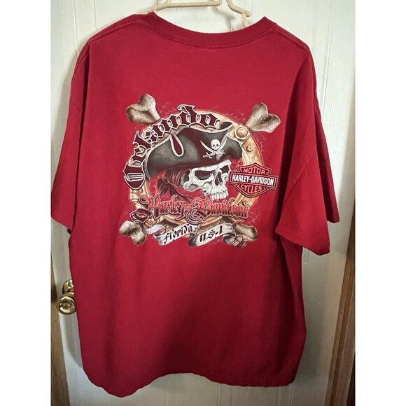 Harley Davidson T Shirt Men's 2xl Red Pirate Biker Double Sided Adult see photos - Picture 10 of 16